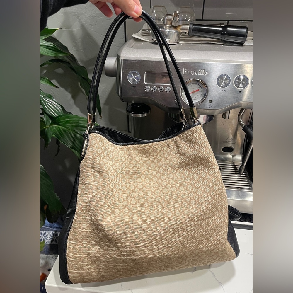 Coach Tan and Black Shoulder Bag